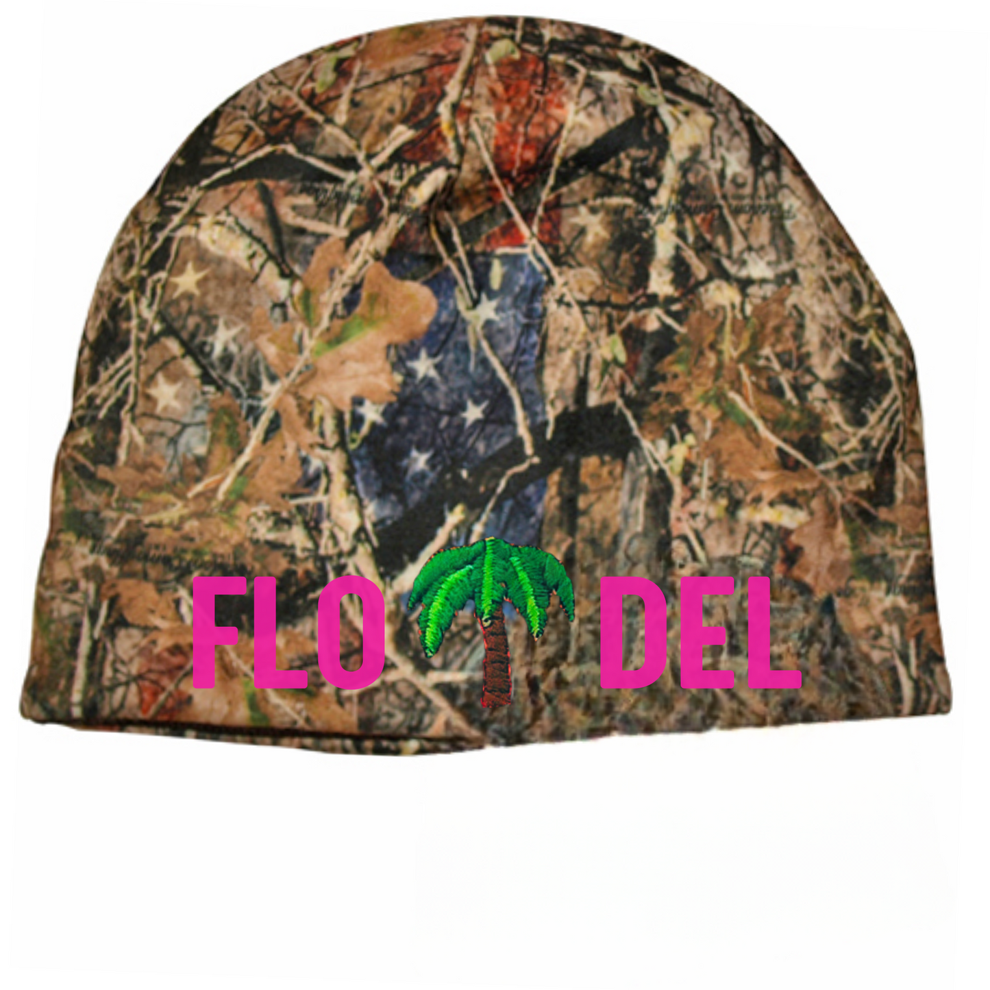 FLO DEL Camo Fleece Knit-Lined Beanie